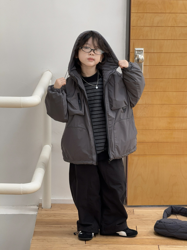 Dječja zimska jakna s kapuljom, zatvarač, debela pamucna tkanina, pamucna podstava, uzrast 3–8 godina