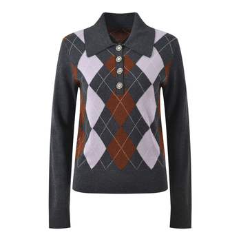 Elegantni pleteni džemper za gradsko putovanje s dugim rukavima, standardan kroj, duljina odjeće 50–65 cm, jesen 2025, pleteni materijal: 8% vuna, 20% najlon, 25% akril, 47% ostalo