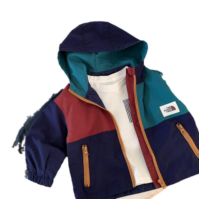 Dječja jakna s uzorkom slova, jednostruko zakopčavanje, 90% pamuk, kratka duljina, dugi rukavi