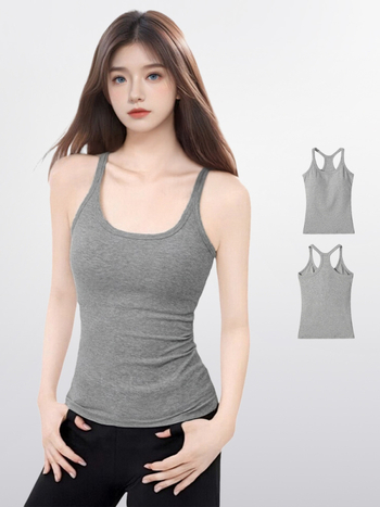 Camisole top s jastučićem za grudi - uski kroj, kratka duljina 40–50 cm, pamuk-viskozna smjesa 30–50% svakog dijela, naramenice nisu uklonjive, za odrasle žene