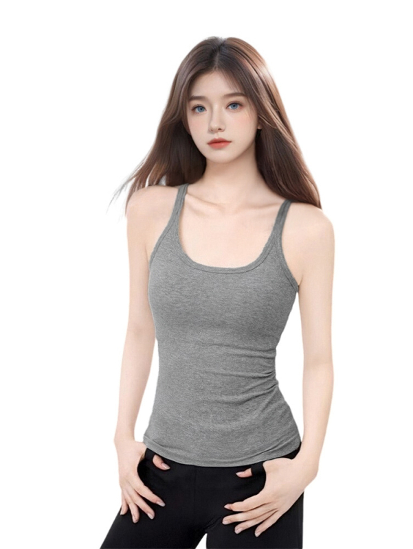 Camisole top s jastučićem za grudi - uski kroj, kratka duljina 40–50 cm, pamuk-viskozna smjesa 30–50% svakog dijela, naramenice nisu uklonjive, za odrasle žene