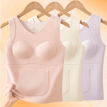 Θερμικό γιλέκο για κορίτσια, με μαξιλαράκια στήθους, φλις επένδυση, διπλό στρώμα, στρογγυλός λαιμός