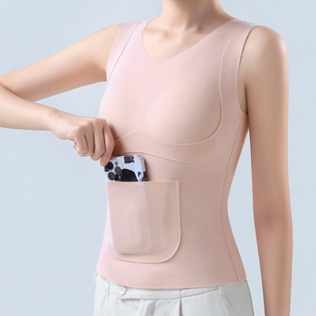 Θερμικό γιλέκο για κορίτσια, με μαξιλαράκια στήθους, φλις επένδυση, διπλό στρώμα, στρογγυλός λαιμός