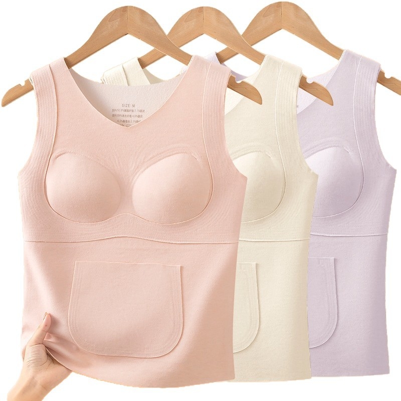 Θερμικό γιλέκο για κορίτσια, με μαξιλαράκια στήθους, φλις επένδυση, διπλό στρώμα, στρογγυλός λαιμός