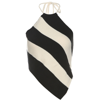 Ženski halter top bez rukava, otvorenih leđa, pamuk, uski kroj, kratka duljina 40-50 cm, proljeće 2025