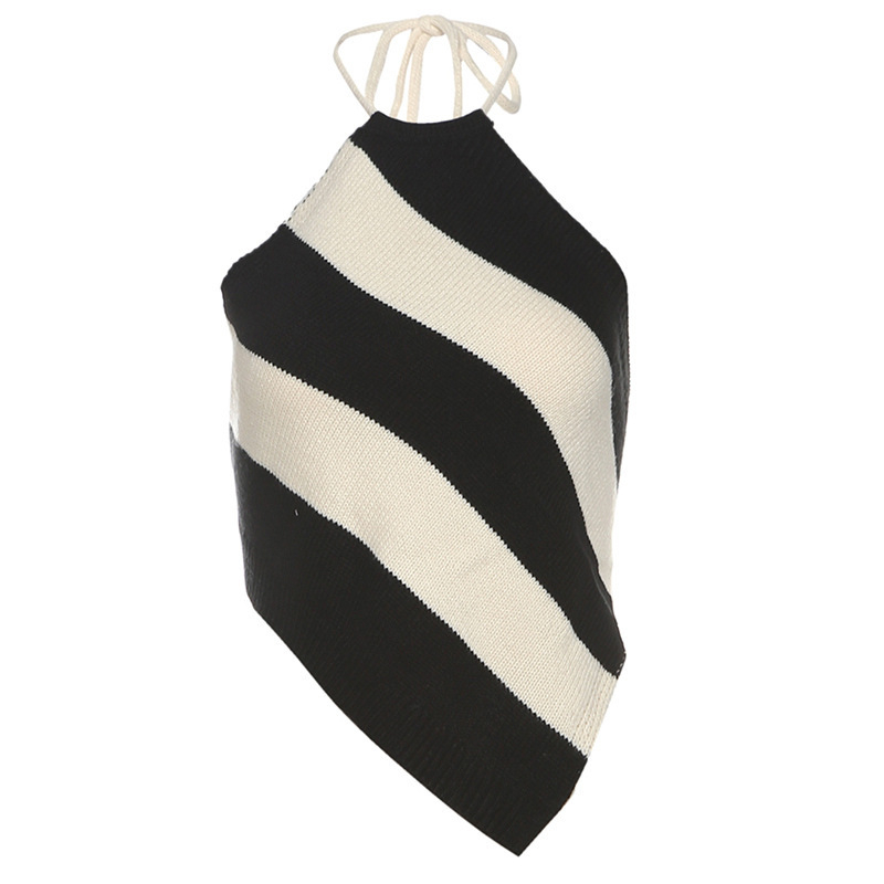 Ženski halter top bez rukava, otvorenih leđa, pamuk, uski kroj, kratka duljina 40-50 cm, proljeće 2025