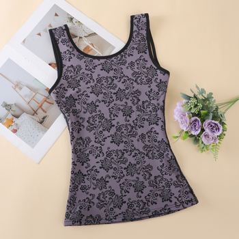 Θερμικό γιλέκο με φλίς επένδυση, παχιά κατασκευή, στήριξη στήθους, έλεγχος κοιλιάς, ανθώδες μοτίβο