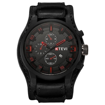 Ceas sport masculin, stil coreean, cadran mare, cuarț, brățară PU