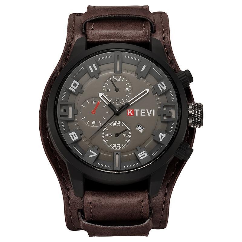 Ceas sport masculin, stil coreean, cadran mare, cuarț, brățară PU