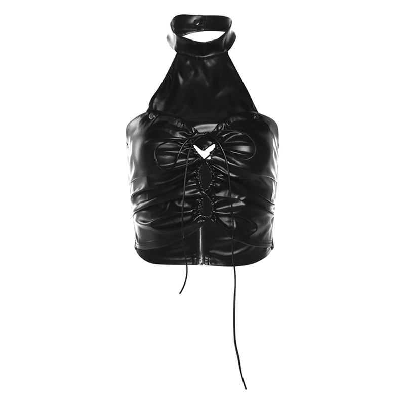 Ženski halter top, uski kroj, ultra kratka duljina, poliester-spandeks smjesa, proljeće 2024