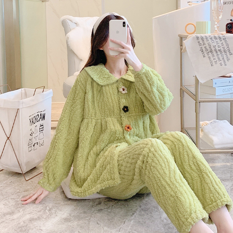 Set za dojenje i majčinstvo – koral fleece, poliester, jedinstven jednobojni uzorak, dugi rukavi, hlače, pristup dojenju