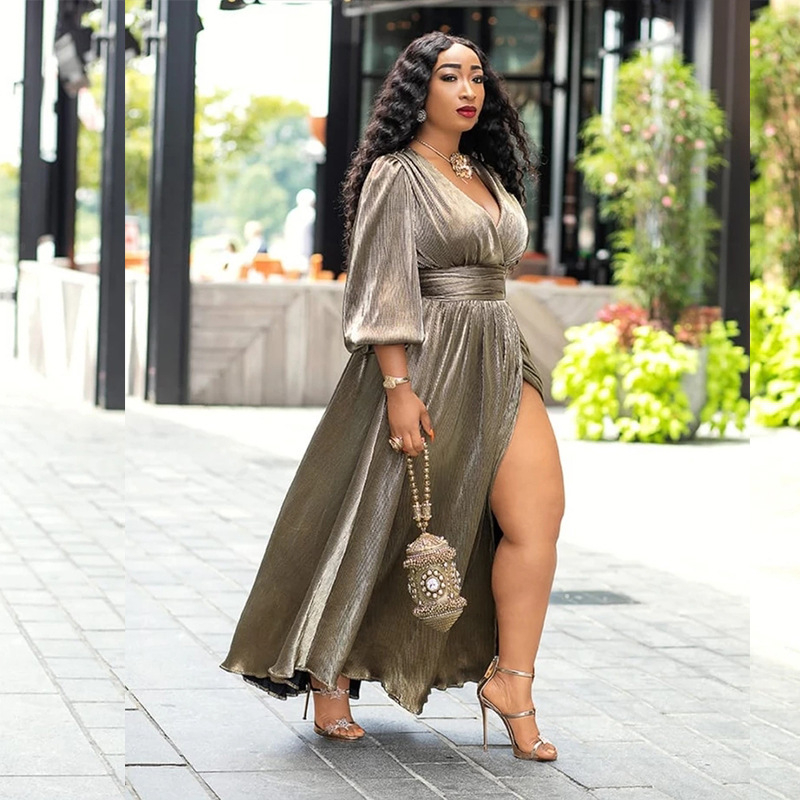 Plus-size haljina za trudnice od pletene tkanine s kapuljačom, duge rukave, V-izrez, zapadni stil, maksi duljina