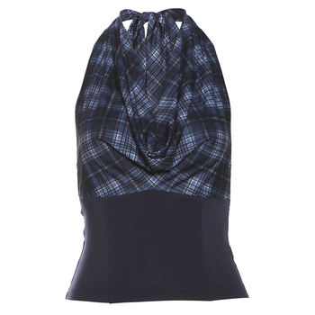 Ženský halter top, úzky strih, ultra krátka dĺžka, jednobarevný polyester