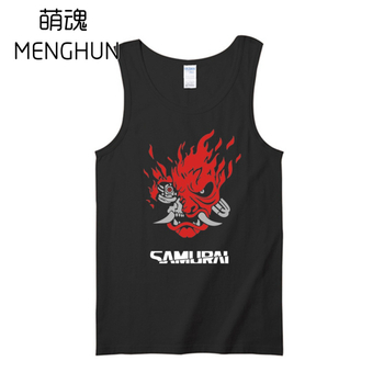 Cyberpunk 2077 вдъхновен спортен потник с карикатурен принт, 100% памук, термотрансферен печат