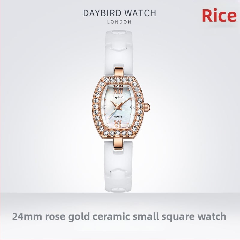 Dámske keramické quartz hodinky s ciferníkom tvaru sudu, keramický remienok, japonský Miyota pohyb, puzdro zliatiny, vodotesnosť 30 m