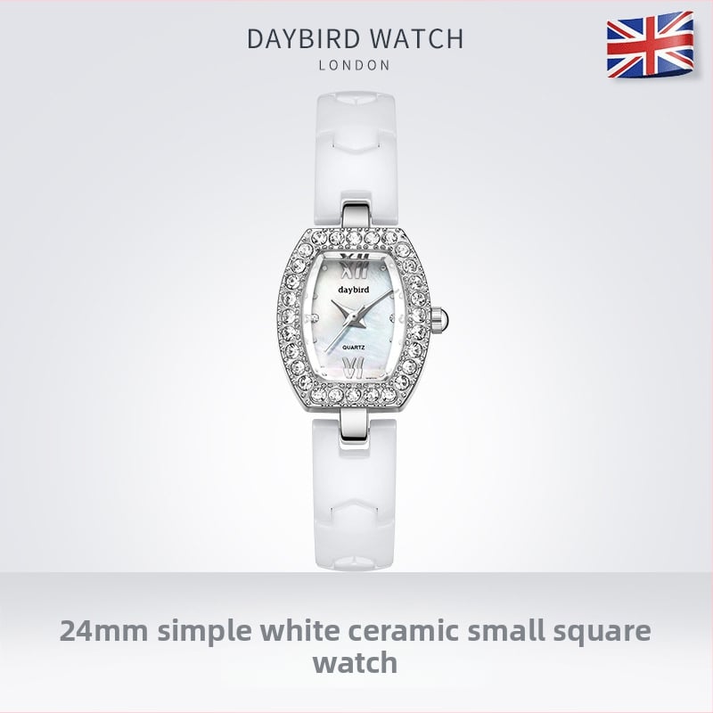 Dámske keramické quartz hodinky s ciferníkom tvaru sudu, keramický remienok, japonský Miyota pohyb, puzdro zliatiny, vodotesnosť 30 m