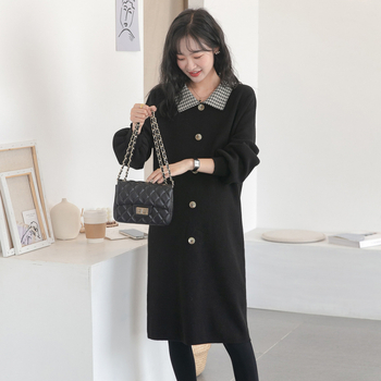 PANDI nėščiųjų suknelė, apykaklė Lapel, ilgos rankovės, poliesteris, A‑linijos siluetas