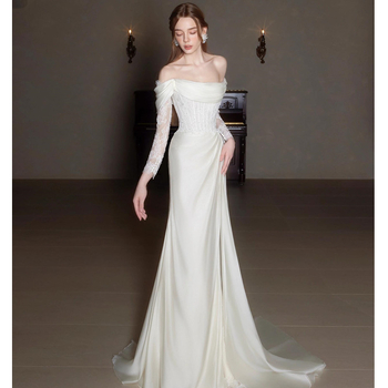 Vjenčana haljina s jednim ramenom, čipkasta, mini duljina, A-linija, bez rukava