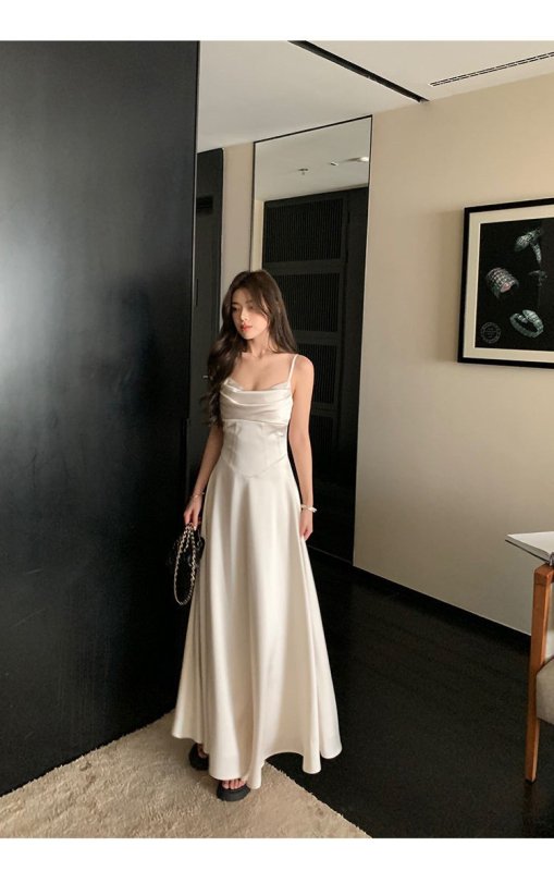 Ženska haljina bez rukava s visokim strukom, A‑linije kroja, srednje dužine, poliester tkanina