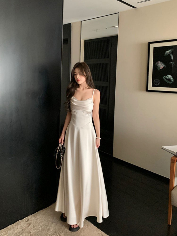 Ženska haljina bez rukava s visokim strukom, A‑linije kroja, srednje dužine, poliester tkanina