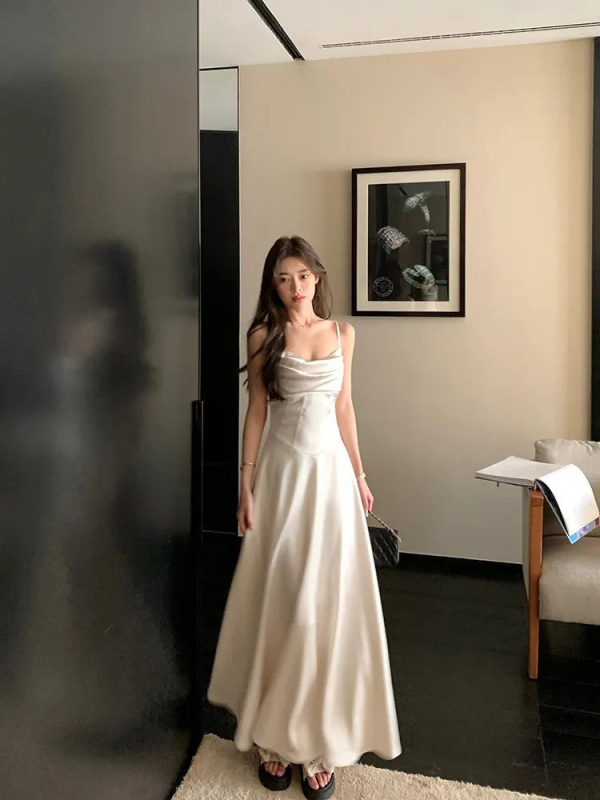 Ženska haljina bez rukava s visokim strukom, A‑linije kroja, srednje dužine, poliester tkanina