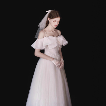 Vjenčana haljina s jednim ramenom, A-linija, poliester, srednja duljina, visok struk