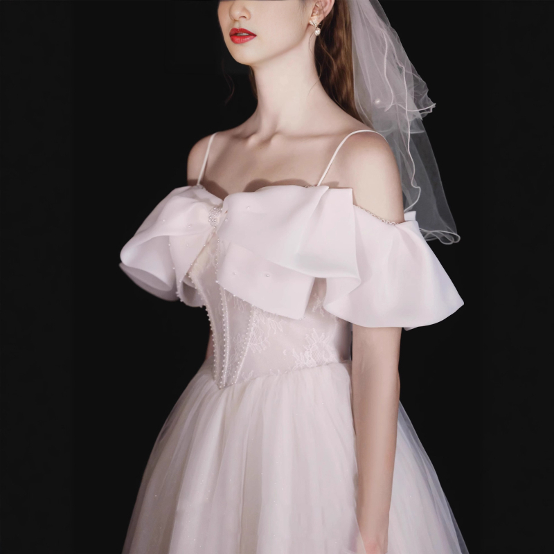 Vjenčana haljina s jednim ramenom, A-linija, poliester, srednja duljina, visok struk