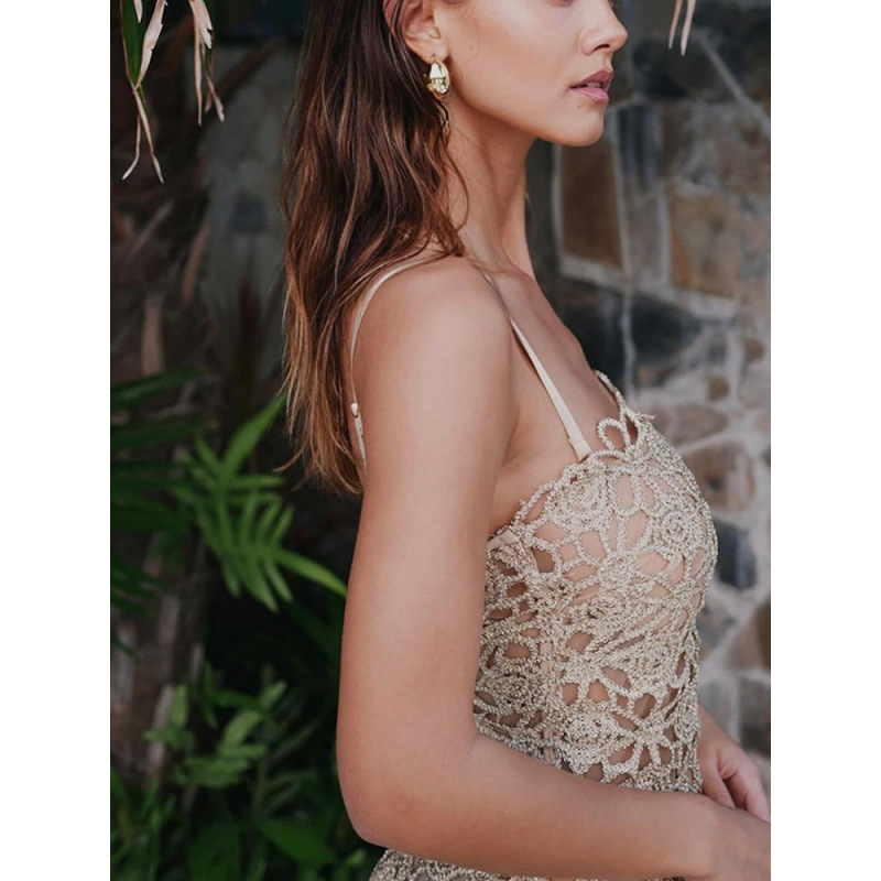 Haljina s naramenicama, prilagođeni siluetu kukova, duga, bez rukava, poliester, struk srednje visine