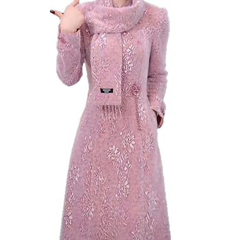 Rochie cu patchwork, croială A-line, lungime midi, guler dublu, mâneci lungi, poliester