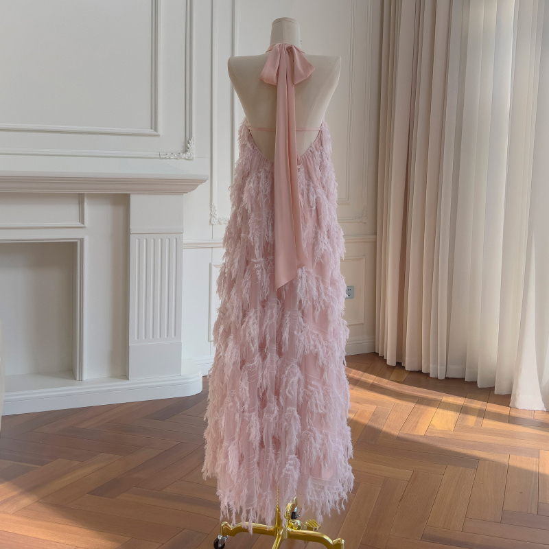 Ljetna haljina: elegantan francuski stil s resicama, haljina za princezu, bez rukava, visokim strukom, duga suknja, poliester, patchwork