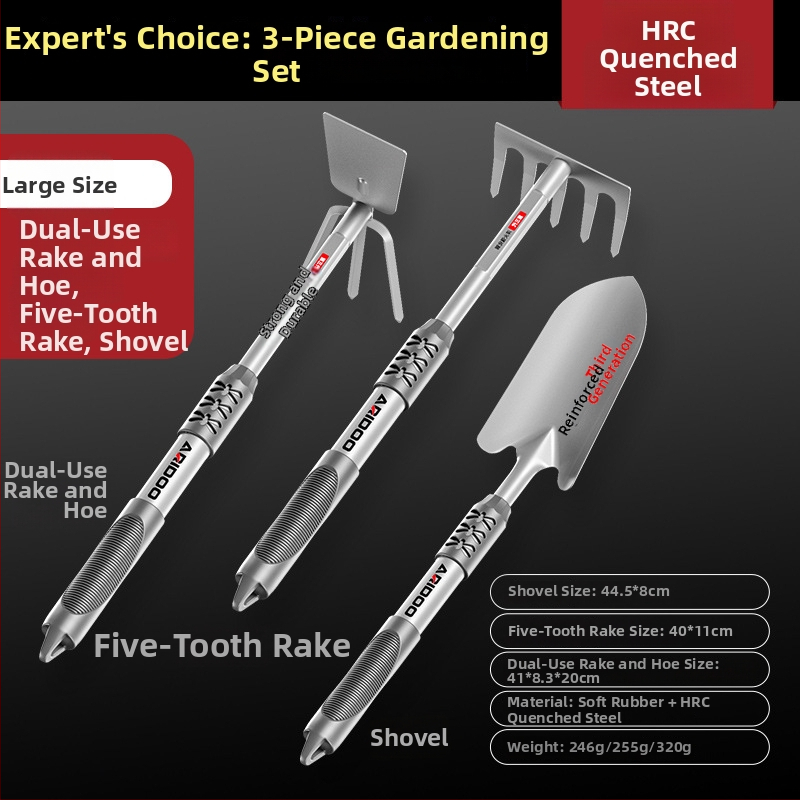 Airuidun Dārza lāpsta – triju daļu komplekts ziedu stādīšanai, augsnes rakšanai, dārzeņu stādīšanai un augsnes atslābināšanai