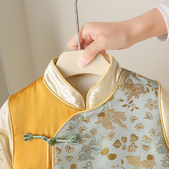 Gyerekek téli Tang öltöny készlet – uniszex, absztrakt mintázat, gyapjú bélés, vastag poliészter anyag, 100% poliészter, kínai stílus