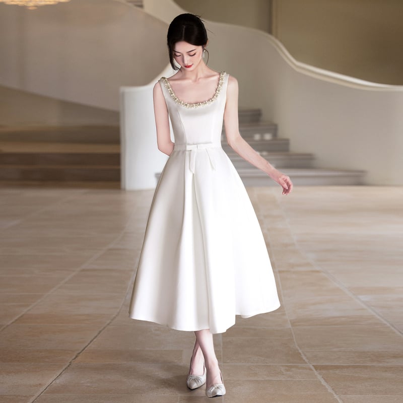 Crvena retro vjenčana večernja haljina za zaruke i banket, elegantan Hepburn stil, jednostavan kroj