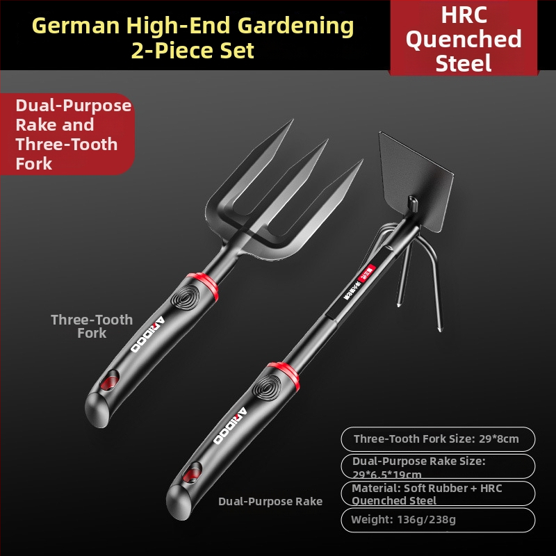 Airuidun Trīsdaļīgs dārza instrumentu komplekts stādīšanai ziediem un dārzeņiem, rakšana un ravēšana