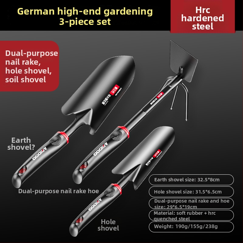 Airuidun Kerti eszközök – 3-darabos készlet, ültetéshez, ásáshoz és talaj lazításához