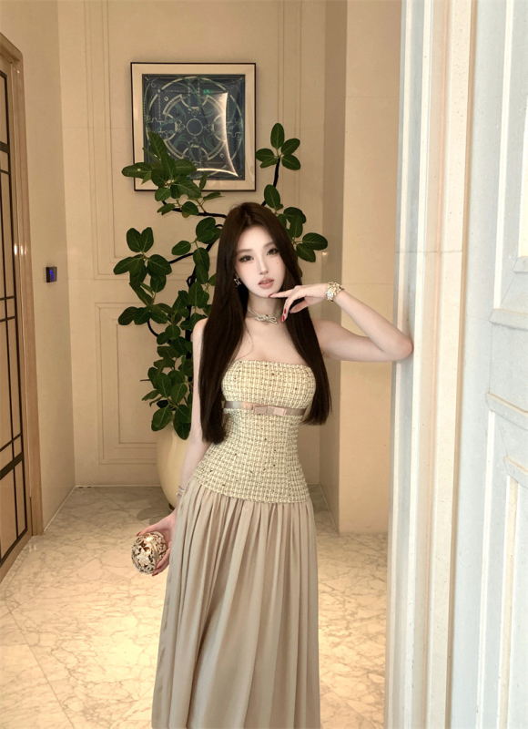 Rochie de seară din satin, în linie A, fără mâneci, lungă, guler simplu, talie joasă, potrivită pentru banchet, nuntă și petreceri