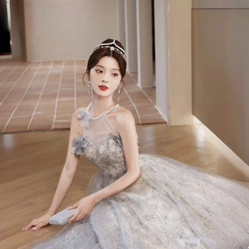 Rochie de seară Tube Top pentru femei, lungă, A-line, fără mâneci, poliester, talie medie, design nou 2025