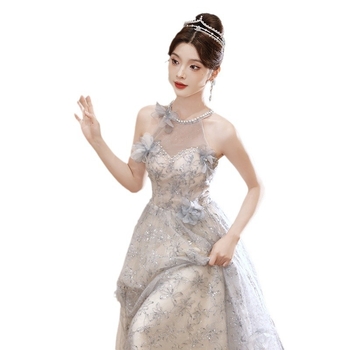 Rochie de seară Tube Top pentru femei, lungă, A-line, fără mâneci, poliester, talie medie, design nou 2025