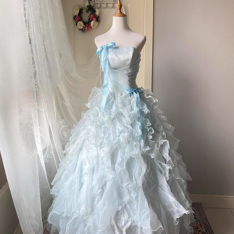 Rochie de seară fără mâneci, lungă, talie la mijloc, pentru ceremonie de majorat