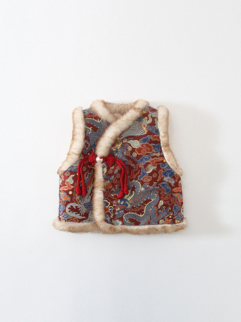 Bērnu ķīniešu Tang vestes ar kokvilnas audumu (95%+), flīsa oderde, dzīvnieku raksts, vecuma grupai 1–3 gadi, ziemas apģērbs