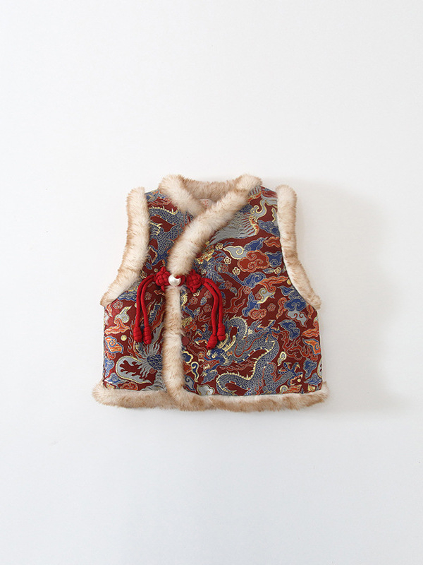 Bērnu ķīniešu Tang vestes ar kokvilnas audumu (95%+), flīsa oderde, dzīvnieku raksts, vecuma grupai 1–3 gadi, ziemas apģērbs