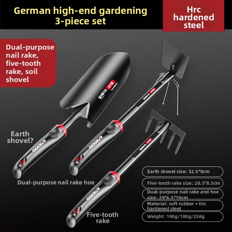 Airuidun Kertészkedő ásó – 3 részes készlet virágok és zöldségek ültetéséhez, talaj lazítása