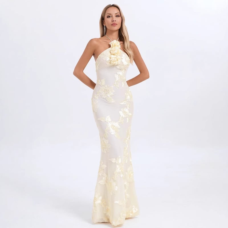Večernja haljina s cvjetnim uzorkom, camisole stil, duga plisirana haljina, bez rukava, srednji pojas, elegantna.