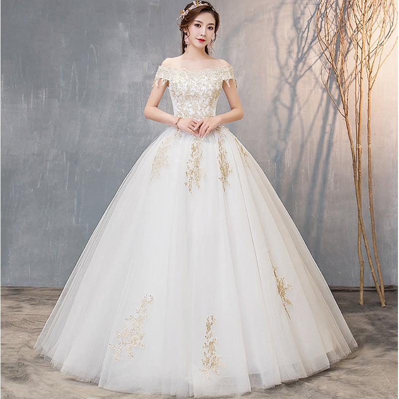 Rochie de mireasă cu un umăr – lungă, ușoară, stil franțuzesc, talie medie, poliester 95%+