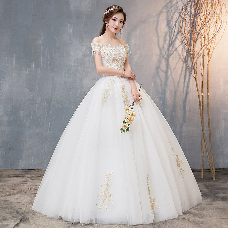 Rochie de mireasă cu un umăr – lungă, ușoară, stil franțuzesc, talie medie, poliester 95%+