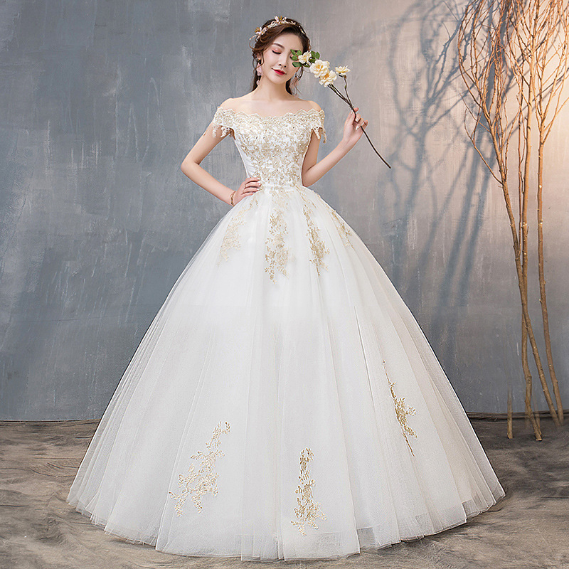 Rochie de mireasă cu un umăr – lungă, ușoară, stil franțuzesc, talie medie, poliester 95%+