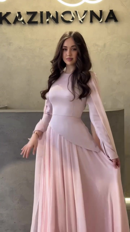 Rochie uni din amestec de bumbac-poliester, mâneci lungi, talie înaltă, fustă lungă (Material: amestec bumbac-poliester; Model: uni; Mâneci: lungi; Talie: înaltă; Lungime: fustă lungă)
