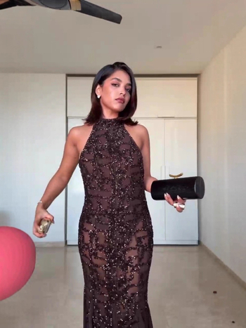 Rochie de seară cu halter, fără mâneci, fustă lungă, poliester, design uni, talie medie