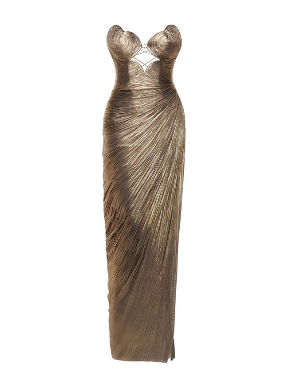 Rochie fără mâneci, cu un umăr, spate decupat, croială slim, material poliester-spandex