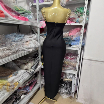 Rochie tip sling cu decolteu în V, fără mâneci, lungă, din poliester